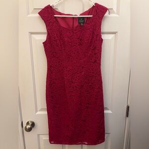 Adrianna Papell Fuchsia Lace Midi Dress